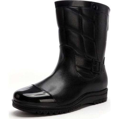 Black Rainshoes Mens Summer Fashion Mens Rain Boots Outdoor Car Washing Waterproof Shoes Low-Top Non-Slip Mens Kitchen Shoes