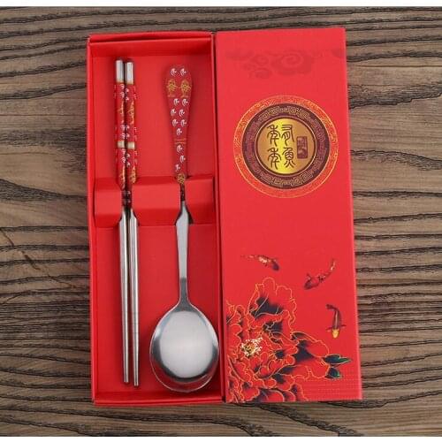 Outdoor Travel Dinnerware Kit Kawaii Tableware Dining Tool with box Cartoon Stainless steel Cutlery baby gift