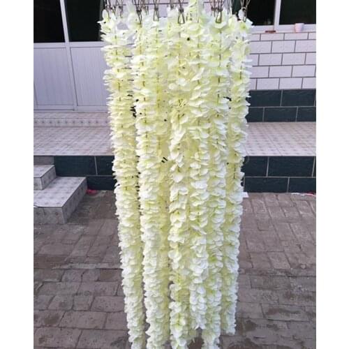 Unique Design Wedding Backdrop Decoration Orchid Flower Silk Wisteria Vine 2M White Artificial Wreaths Shooting Photo Props