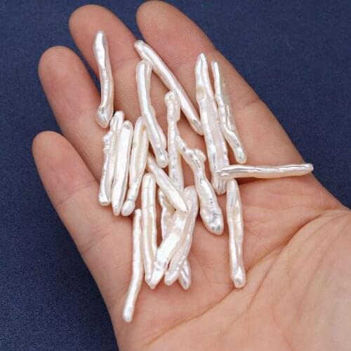 Natural Freshwater Pearl Beads 4x35-4x40mm No Hole Irregular Needle Shape Pearl Loose Beads for DIY Necklace Jewelry Accessories