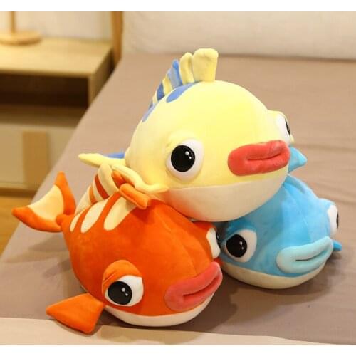 1pc 30/45/65CM Cartoon Fish Plush Dolls Cute Big Mouth Fish Pillow Stuffed Soft Sofa Cushion Toys for Children Kids Gifts