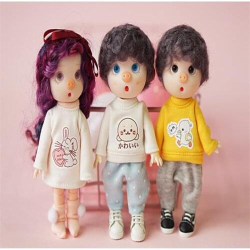 1PCS Cute ob11 dolls Clothing Fashion animals hoodies harem pants fleeces for ob11 1/8 bjd dolls accessories clothes for dolls