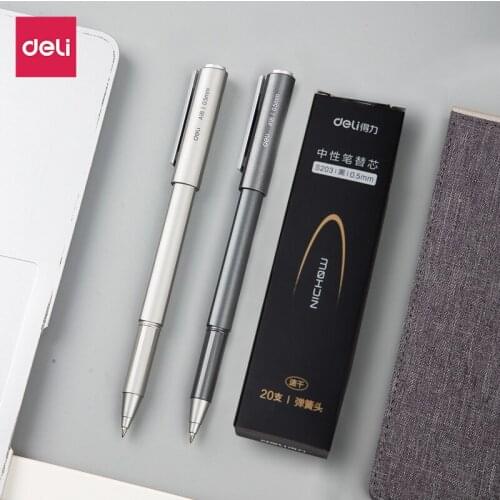 2PCS DELI Music A18 Metallic High-density Gel Pen Carbon Pen Business Office Signing Pen
