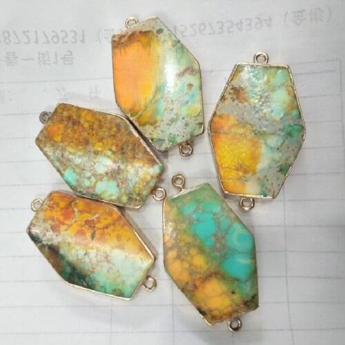 2PCS New Women Connectors Nature Imperial Jasper Material Size 37X25MM Free Shipping Wholesale Price From China Mountains Minels