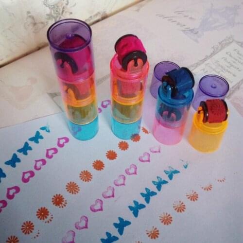 3 Pcs/set Combination Pens Shape Stamps Sets Cycle Roller Stamp Kids DIY Handmade Scrapbook Photo Album Students Stamps Arts