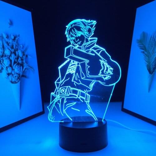 Game League of Legends Character Ezreal 3D Lamp 7 Color Changes With Remote Control Black Base Visual Illusion for Home Decor