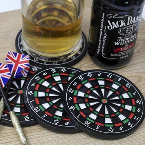 4pcs/set Table Placemats Kitchen Utensils Coaster Heat-resistant Mini Dart Board Cup Coaster Dart board Styled Mug