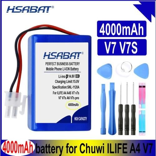 HSABAT A4 A4S V7 V7s 4000mAh Battery for Chuwi ILIFE A4 A4S V7 V7s A6 V7s pro X620 Robot Vacuum Cleaner Lithium 18650 Batteries