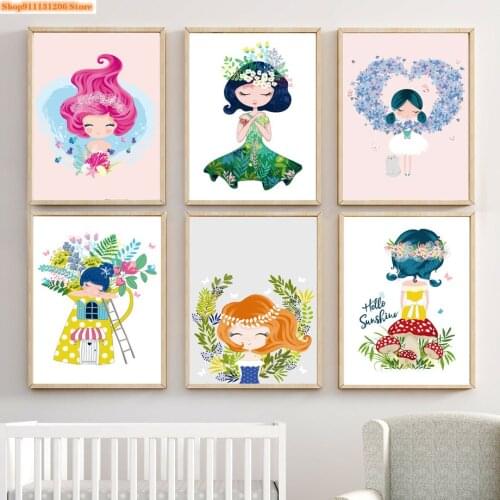 Diamond Mosaic Cute Baby Girl Rose Flower Plants Diamond Painting Embroidery Full Square Cross Stitch Kits Kids Room Decoration