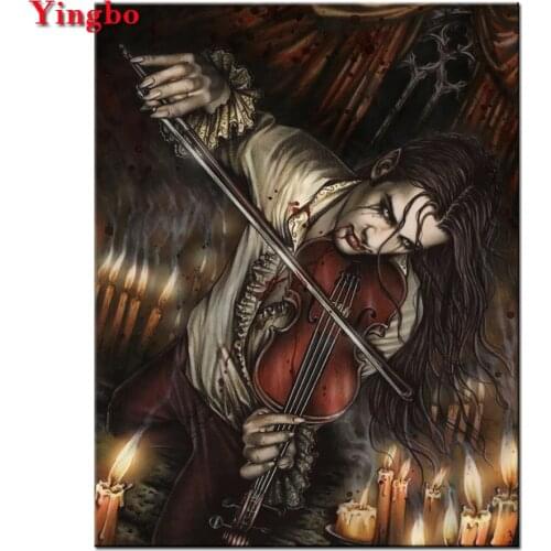 DIY Diamond Painting vampire men violin halloween Full Square&Round 5D Diamond Embroidery Rhinestones Mosaic Home Decoration