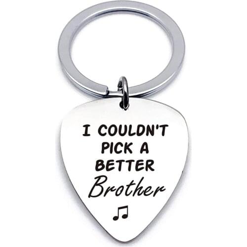 Stainless Steel Guitar Pick Keychain Best Musician Gift Ideas Christmas Gifts I Couldn't Pick A Better Brother DIY Custom
