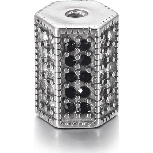 Stainless Steel Cylinder Zircon Bead Polished 2mm Spacer Beads Metal Charms Accessories DIY Bracelet Jewelry Making