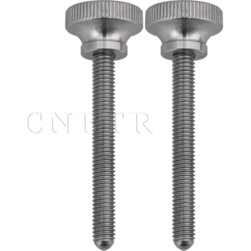 CNBTR 2x Stainless Steel Thumbs Knurl Head Screws M6x50 Threaded Screws Silver