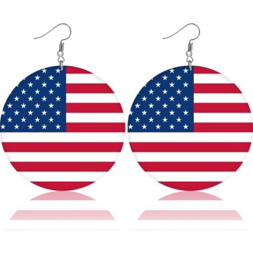 Printed Country National Flags Wooden Earrings Africa America Flags Hanging Dangle Earrings Drop Earing Modern Female Jewelry