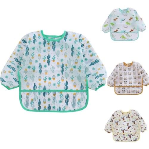 Children Baby Kids Toddler Waterproof Long Sleeve Cute Art Smock Feeding Bib Apron Fit 1-6 Years