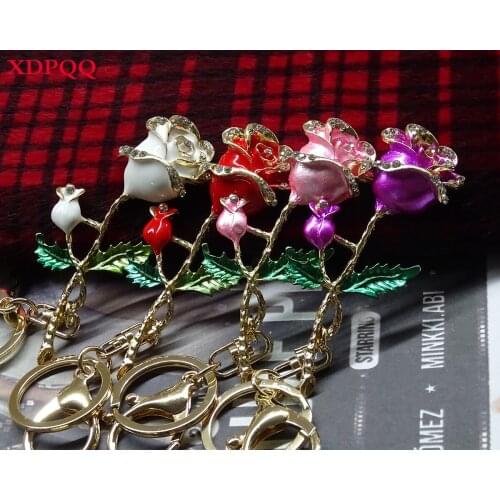 European and American jewelry fashion creative rose flower-shaped keychain pendant bag decoration hot sale