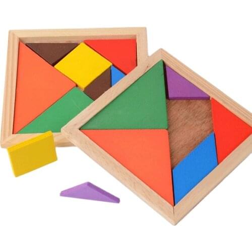 Hot Sale Children Mental Development Tangram Wooden Jigsaw Puzzle Educational Toys 3d puzzle gadget for Kids children