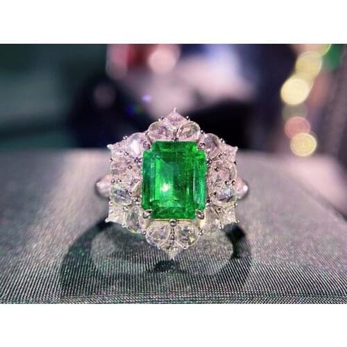 H317 Emerald Ring 2.25ct Pure 18K Gold Jewelry Vivid Green Emerald Gemstone Diamond Female Rings for women Fine Ring