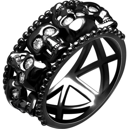 Purple Crystal CZ Rings New Created For Women Men Unique Jewelery Engagement Party Hollow Punk Skull rings Distribution