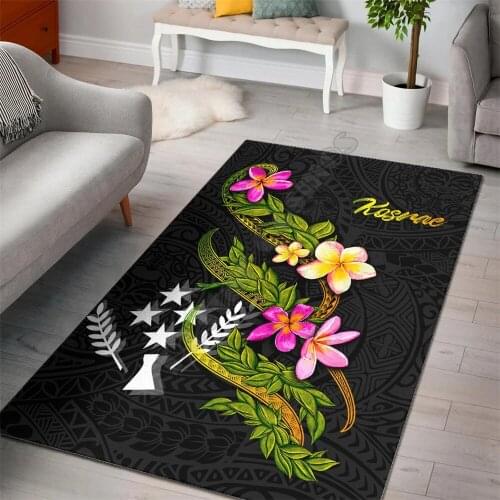 Kosrae Polynesian Area Rug Plumeria Tribal Anti-Skid Area Floor Mat Rug Non-slip Mat Dining Room Living Room Soft Bedroom Carpet