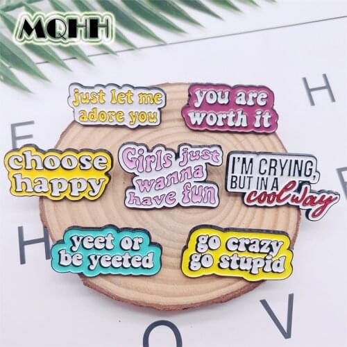 Creative Fun Color Letter Enamel Pins Fun Statement Alloy Brooch Badge Clothes Cartoon Accessories Woman Jewelry Gift For Friend