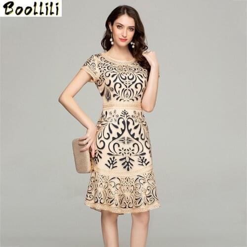 Boollili Summer Embroidery Dress 2020 Woman Vintage Mesh Elegant Midi Dress Women Clothing Plus Size 4xl Bridesmaids Vestidos