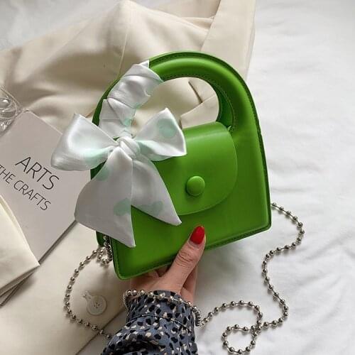 Mini PU Leather Crossbody Shoulder Bag for Women 2021 Chain Designer Simple Lady Handbags and Purses Luxury Trends Tote Green