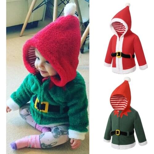 Christmas Baby Girls Wool Coat Jacket Casual Hooded baby boy clothes winter Warm belt Baby Jacket Outerwear for girls jackets