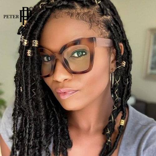 Vintage Square Eyeglasses Frame For Women Fashion Computer Anti Blue Light Glasses Leopard Cat Eye Transparent Lens Fake Glasses