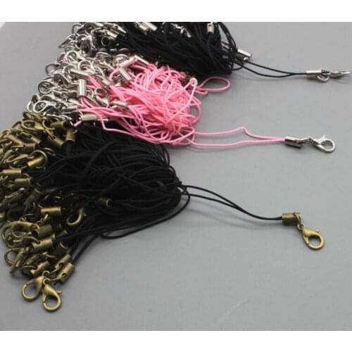 WholeSale 60bags/lot 6000pcs DIY Jewelry Lanyard Cell Mobile Phone Straps ID Card Key Ring Lanyard Line Black Pink DIY Cords