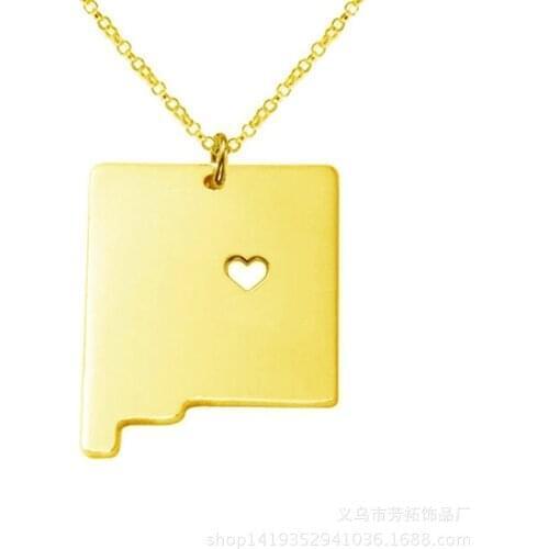 New Mexico necklace pendant stainless steel necklace popular in Europe and America map of the USA
