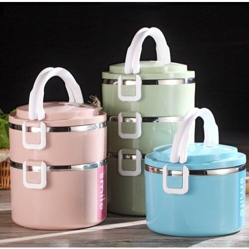 Portable Thermos Lunch Box Food Container 2 3 Layer Bento Box Stainless Steel Insulated Lunch Box for Food Storage Container