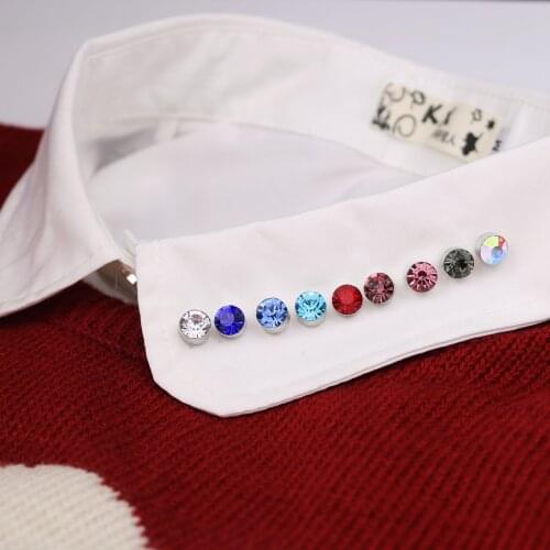 Simple Tiny Crystal Rhinestone Brooches Pins Suit Shirt Collar Needle Lapel Pin Small Button for Men Women High-grade Jewelry