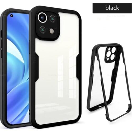Heavy Duty Full Protection Shockproof Case For Xiaomi Mi 11 Lite 11lite Soft TPU + PET Front Film Transparent Acrylic Back Cover