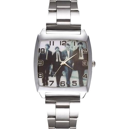 Cartoon Rectangle style dial Mens Womens Student boys girls Quartz metal steel Wrist Watch JD22