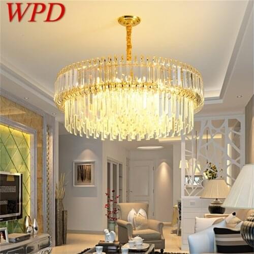 WPD Gold Luxury Chandelier Fixtures Modern Crystal Pendant Lamp Light Home LED for Dining Room Decoration