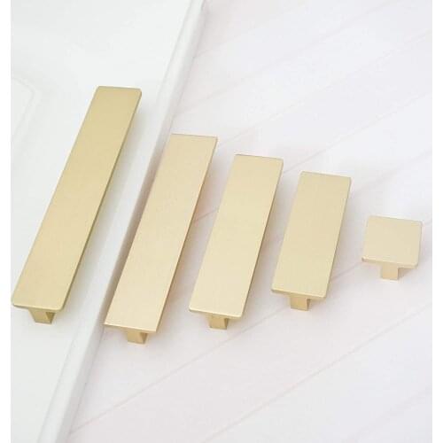 0.6'' 2.5'' 3.78'' 5'' 6.3'' Brushed Gold Handles for Cabinets and Drawers Zinc Alloy Furniture Handle Pull Kitchen Accessory