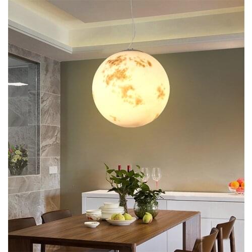 Nordic Modern Creative Full Moon Pendant Lamp Retro Personality Art Ball Moon Droplight Home Deco Light Fixtures