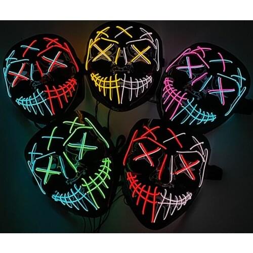 Glowing Halloween Party Mask LED Rave Costume Mask Carnival Party Halloween Cosplay Horror LED Mask Clubbing Party Supplies
