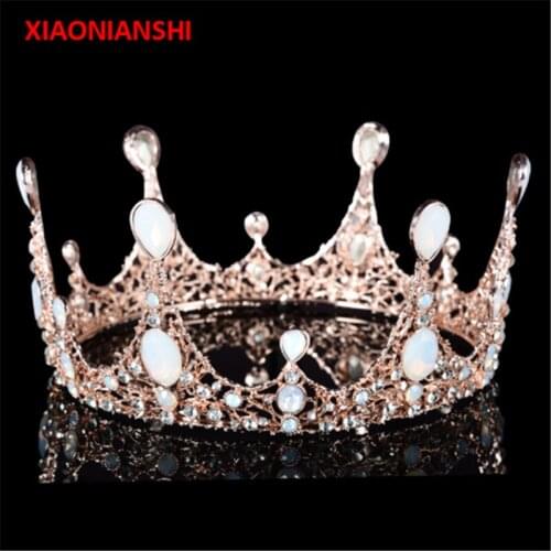 20 styles Baroque Big Round Tiaras And Crowns Hair Jewelry Luxury Crystal Queen King Tiara Bridal Crown Wedding Hair Accessories