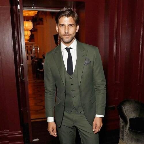 Slim Green Men Suits for Wedding Suits Business Man Blazers Groom Wear Tuxedos 3Piece(Jacket+Pants+Vest)Men Jacket Costume Homme