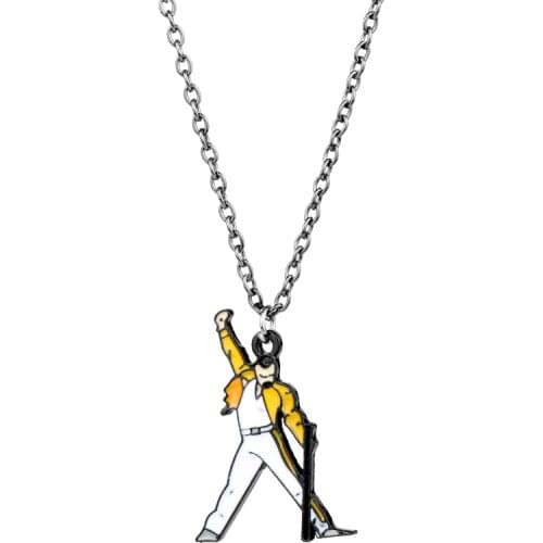 1 Pcs Rock Band Queen Fashion Necklace Music Art Freddie Mercury Pendant Necklace Metal Enamel Jewelry Fans Gifts Dropshipping