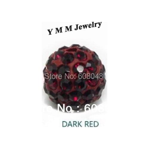 10mm European Findings Charm Beads Disco Ball Fit Bracelet DIY Dark Red 24Pcs