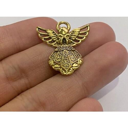10 Pcs 26x23mm Gold Color Guardian Angel Charms Diy Accessories Pendant for Women Jewelry Statement Fashion Decoration Necklace