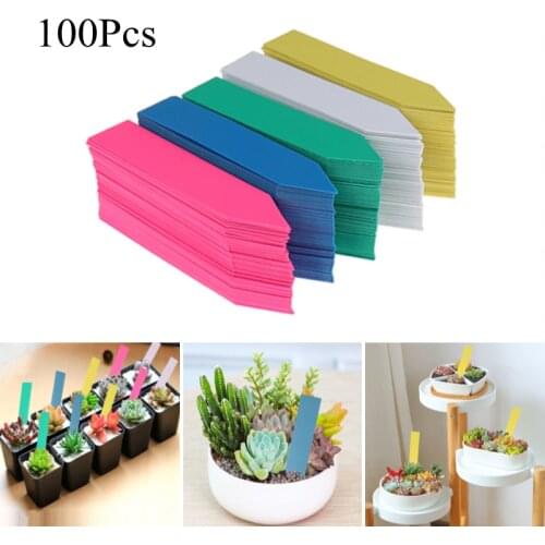 Hot 100Pcs Garden Plant Labels Plastic Plant Tags Nursery Markers Flower Pots Seedling Labels Tray Mark Tools Mix Colors