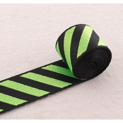 5 yards 1" Fluorescent Green Black Soft Striped Webbing Ribbon Twill Bag Purse Straps Totes Belts Tape Handle 25mm