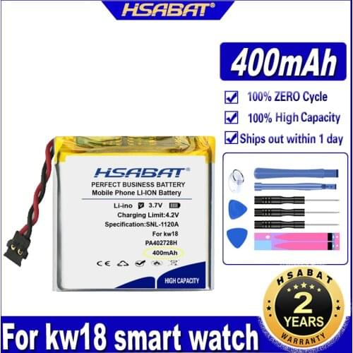 HSABAT KW18 400mAh Battery for KW18 wristwatch smartwatch Smart Watch saat hour clock watch Batteries