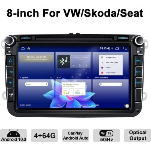 8 Inch 2Din Android10 Car Stereo Radio Multimidia Audio Autoradio Carplay Cassette For Volkswagen VW Skoda Seat Plug And Play