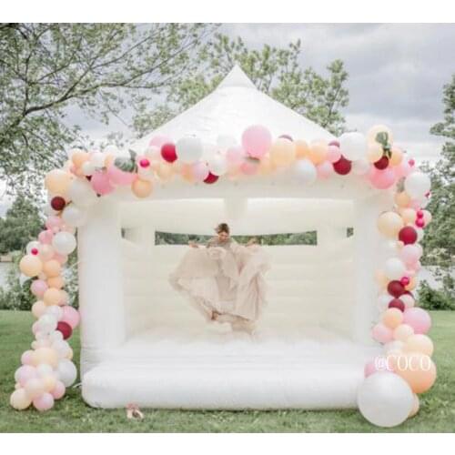 Free shipping to door,4.5x4.2m inflatable white wedding bouncer, popular wedding birthday party bouncy castle
