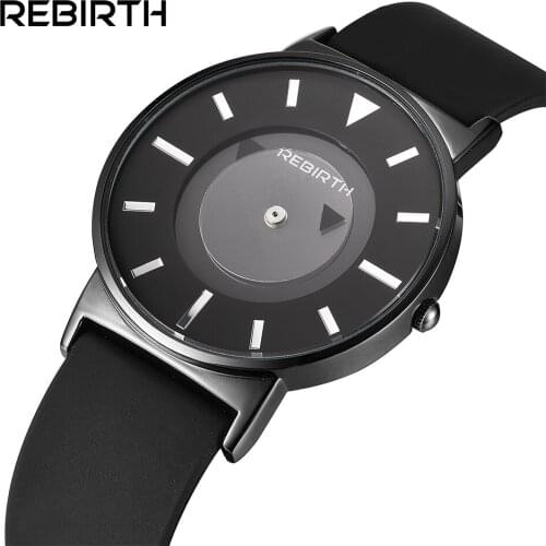 REBIRTH Fashion Casual wristwatches Unisex silicone Strap Minimalist Creative watch Men Women New Design Quartz Watches relogio